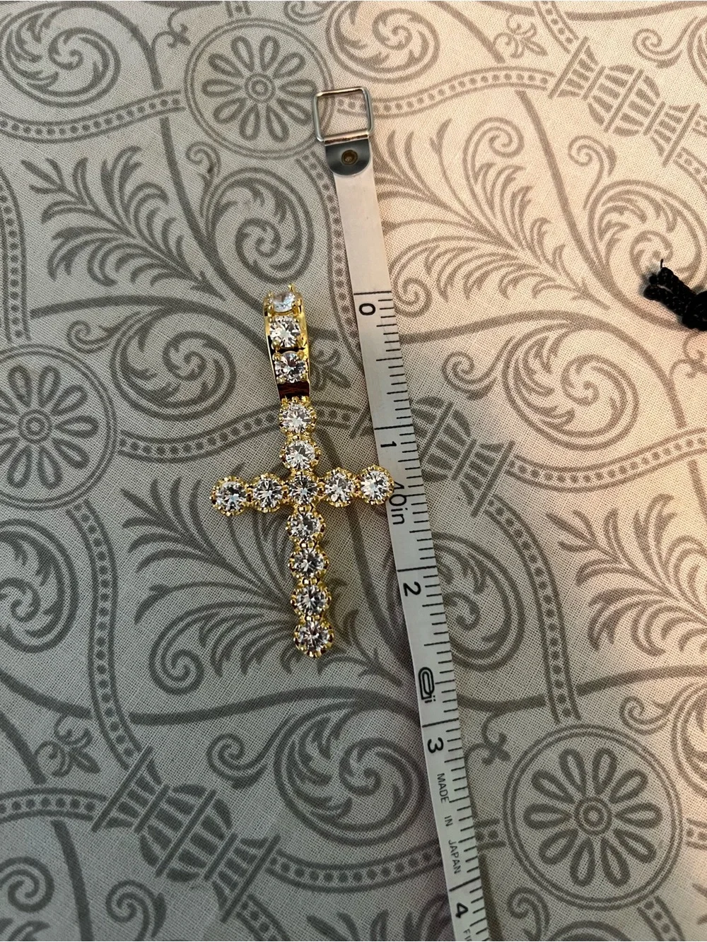 14 kt plated Gold Crystal Cross Pendant Necklace - Unbranded